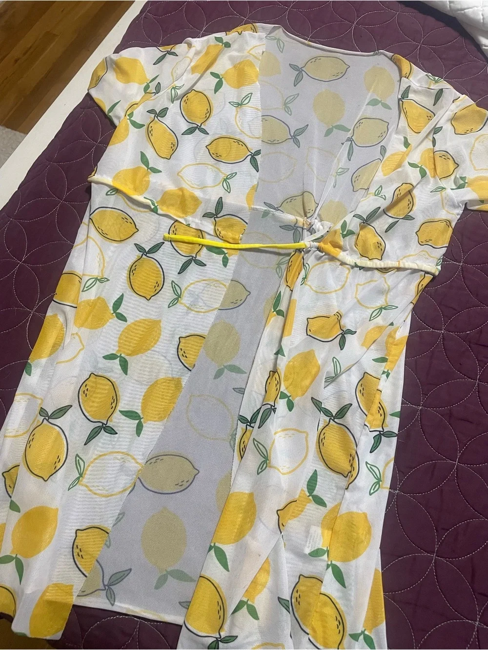 Girls' Lemon Print Bikini & Cover-Up Set - Yellow/White